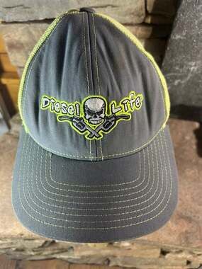 Diesel Life Snap back hat grey yellow truckers cap READ